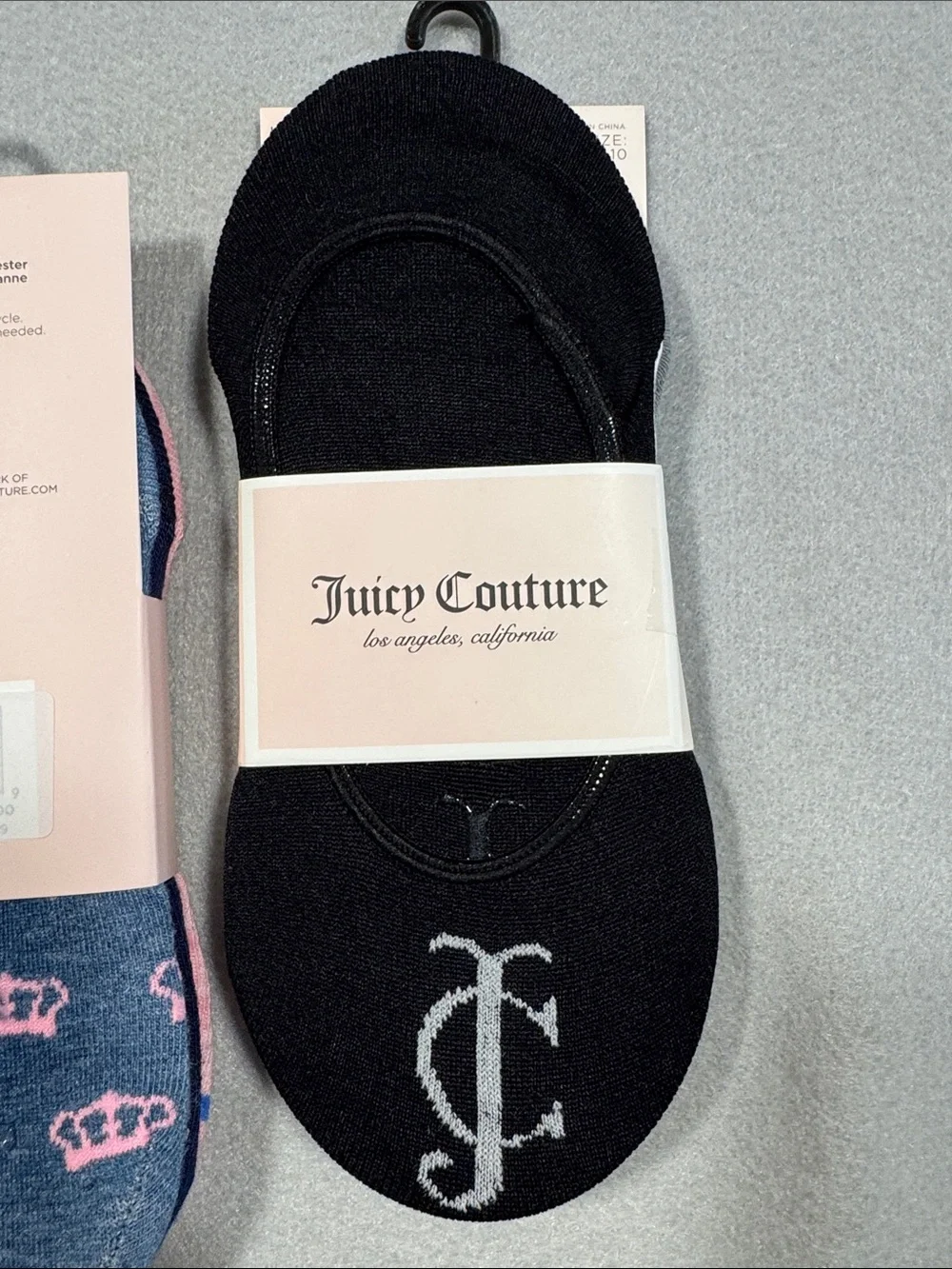 Juicy Couture No-Show Liner Socks in Pink & Black (2-Pack)